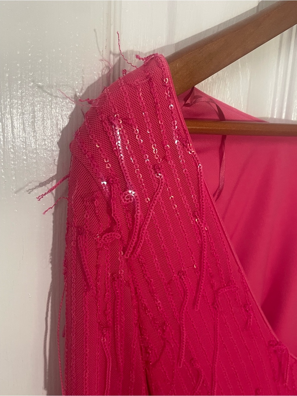Dress the Population Small Dress Lola Mini Long Sleeve Pink Sequin Fringe Party - Picture 4 of 14